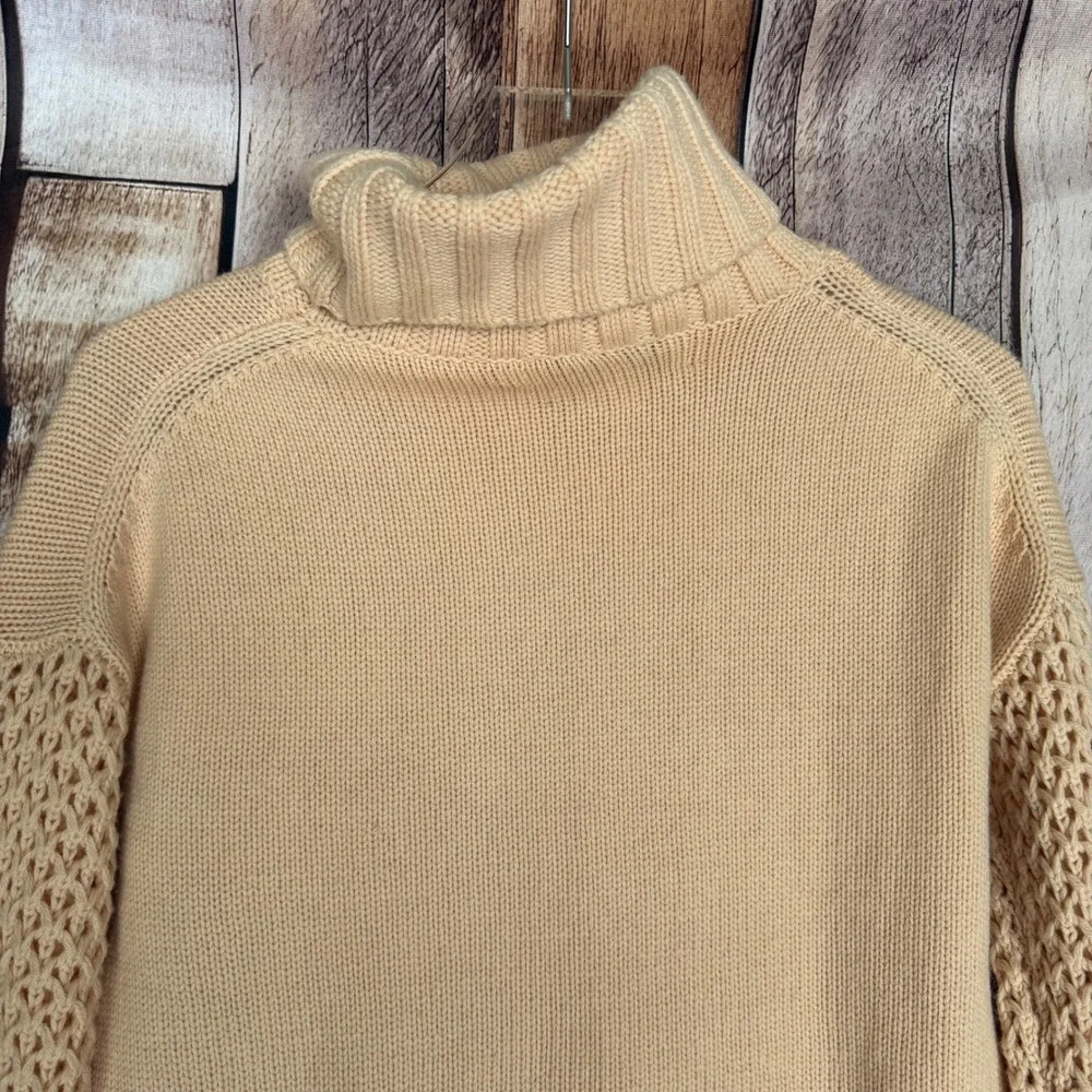 Athleta X Derek Lam Wool Cashmere Turtleneck Sweater Light Pink Cozy Winter Med‎